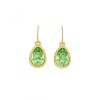 Excite fashion jewellery drop earrings made of stainless gold plated steel with green Swarovski crystal, S-852-01-28-8.