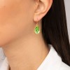 Excite fashion jewellery drop earrings made of stainless gold plated steel with green Swarovski crystal, S-852-01-28-8.