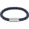 Tommy Hilfiger blue leather knit bracelet with logo and magnetic clasp, 2790480.