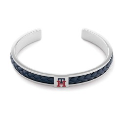 Tommy Hilfiger steel bracelet with woven blue leather and logo, 2790490.