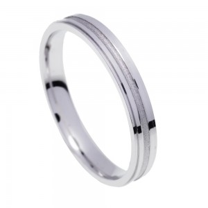 Stergiadis wedding rings 14 K white gold shiny-matte 3.50 mm (20-03), 2679.