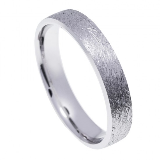 Stergiadis wedding rings 14 K white gold textured 4.50 mm (20-05), 2681.