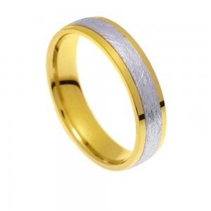 Stergiadis wedding rings 14 K gold two-tone textured-shiny 4.50 mm (20-07), 2683.