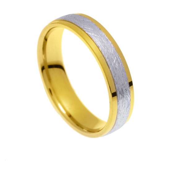 Stergiadis wedding rings 14 K gold two-tone textured-shiny 4.50 mm (20-07), 2683.