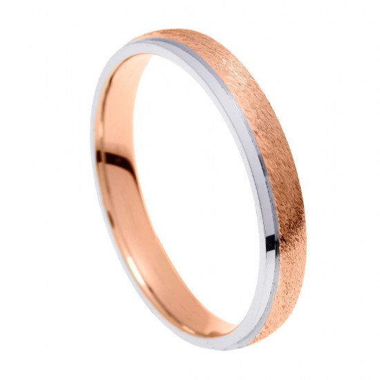 Stergiadis wedding rings 14 K pink and white gold two-tone textured-shiny 3.50 mm (20-08), 2684.