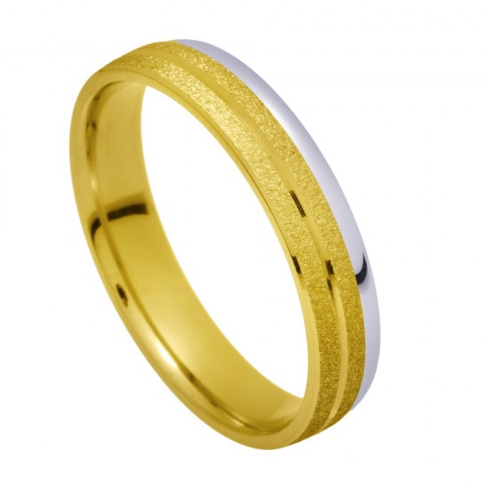 Stergiadis wedding rings 14 K gold two-tone textured-shiny 4.50 mm (20-19), 2694.