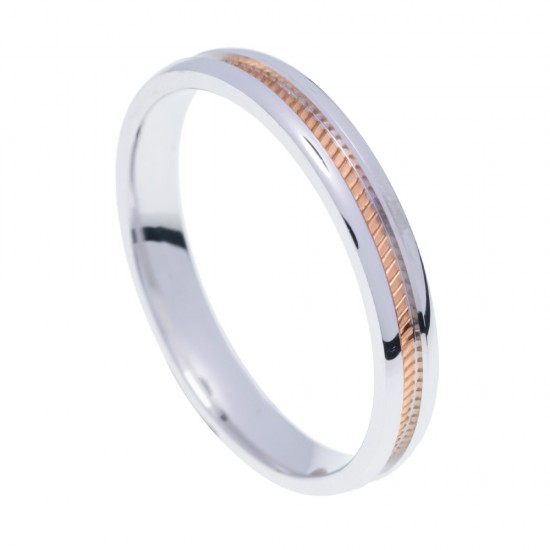 Stergiadis wedding rings 14 K pink and white gold shiny with design 3.50 mm (20-22), 2697.