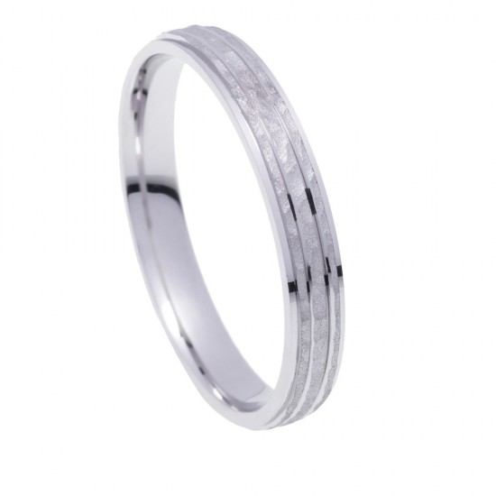 Stergiadis wedding rings 14 K white gold textured with shiny details 3.50 mm (20-26), 2702.