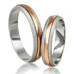 Stergiadis wedding rings 9K pink gold and silver 925° 4.30 mm (A81), 2766.