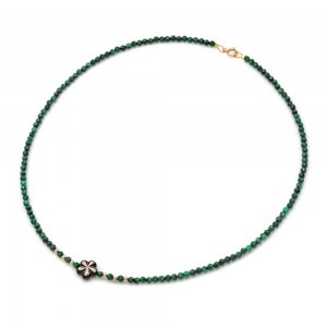 3.0mm malachite necklace with daisy pattern and 14K gold, 3044.