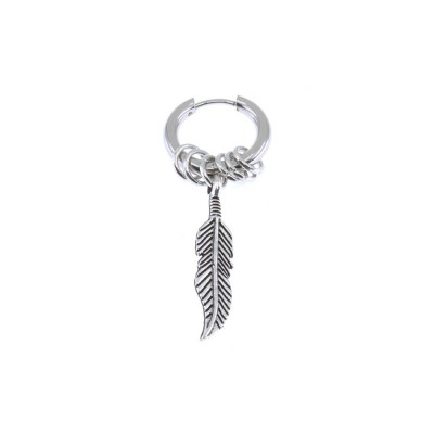 Indian feather earring, unisex, steel, 3019.