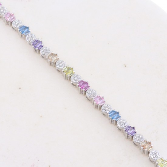 Riviera rainbow bracelet, silver with zircon, 3033.