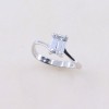 Solitaire silver ring in a twisted design with zircon, 3056.