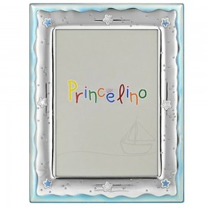 Ασημένια παιδική κορνίζα αστεράκια 13 cm x 18 cm, Prince Silvero, MA/143B-C.