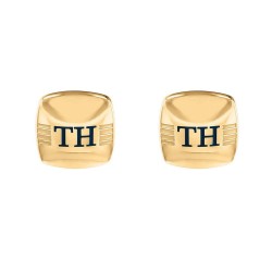 Tommy Hilfiger square gold-plated steel cufflinks with TH logo, 2790189.